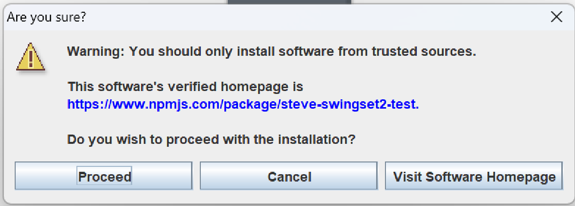 install confirmation dialog