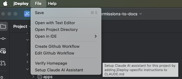 claude integration menu