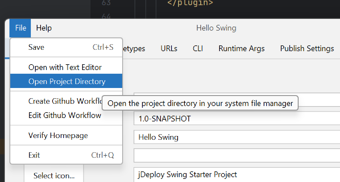 open project directory