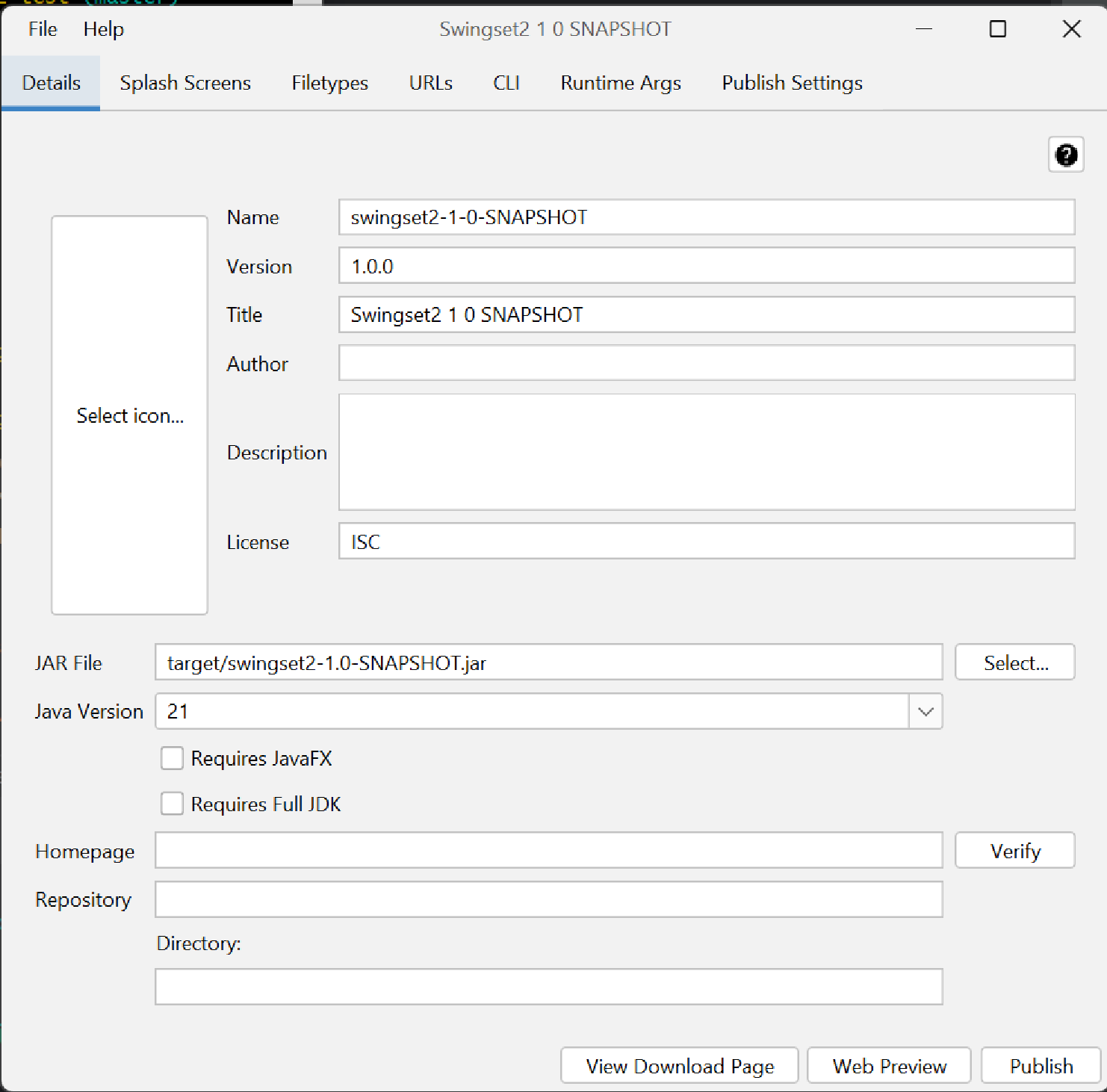 project editor swingset after import