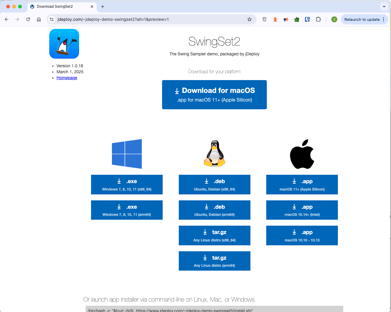 swingset download page other platforms