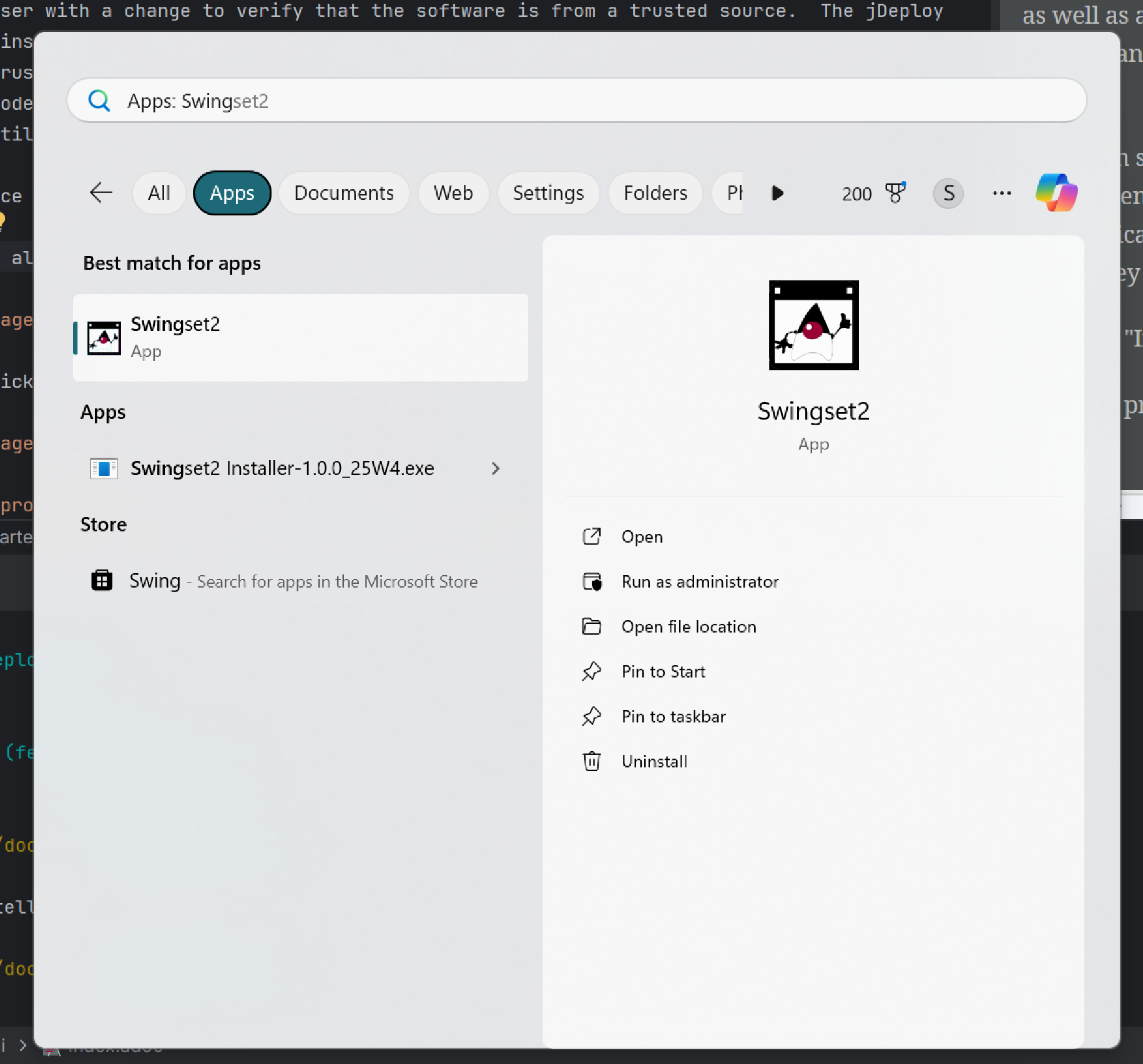 swingset2 start menu